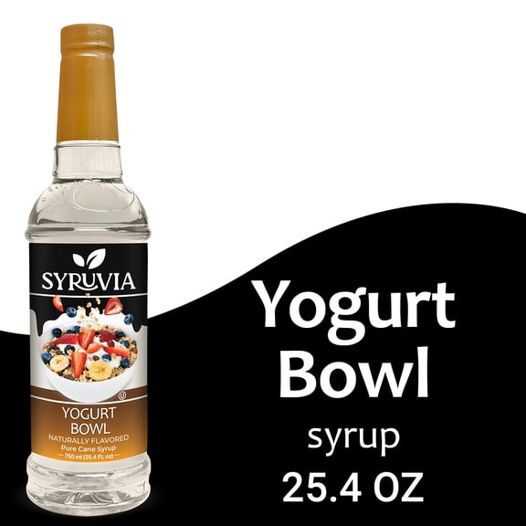 Syruvia Yogurt Bowl Syrup Pure Cane Coffee Flavoring Syrup, 25.4 fl Oz