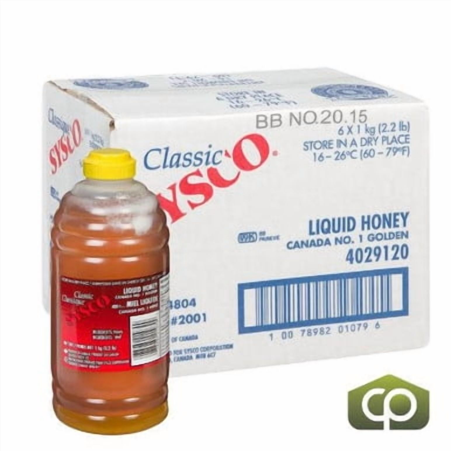 Sysco Classic Honey Pure Golden Liquid 1KG (6/Case) - 35.27 oz (13.23 lbs)