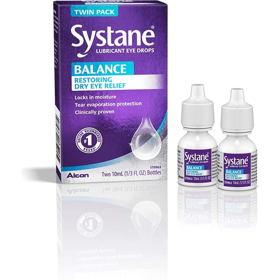 Systane Balance Lubricant Eye Drops, Twin Pack, 10-mL Each (Pack 4)