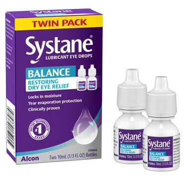 Systane Balance Lubricating Eye Drops for Dry Eyes Symptoms, 10mL, Twin Pack
