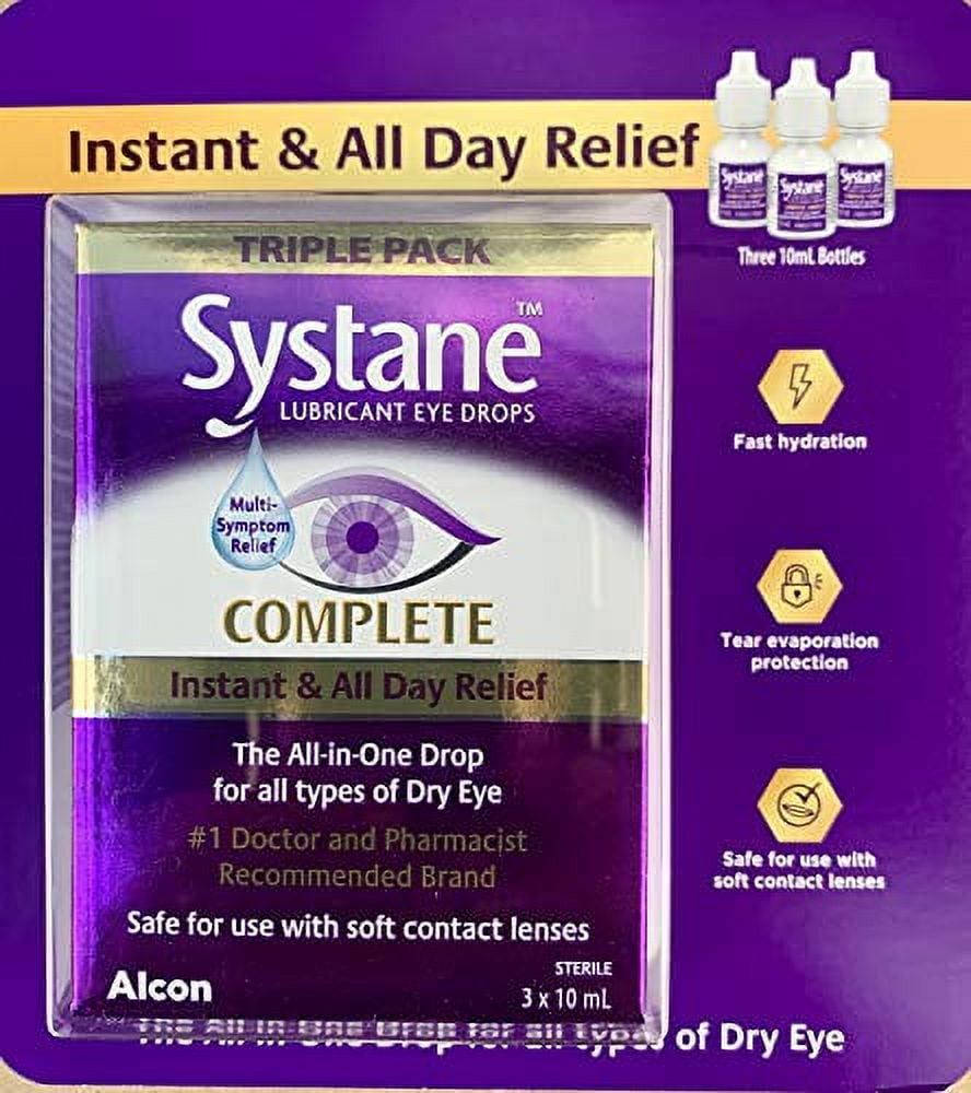 Systane Complete Lubricant Eye Drops, 3 x 10ml