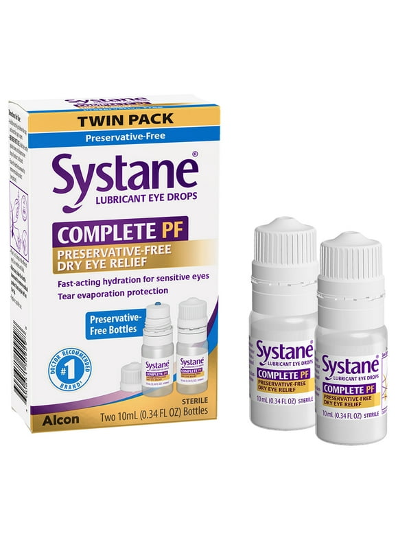 Systane Complete Preservative Free Lubricant Eye Drops for Dry Eyes, Twin Pack