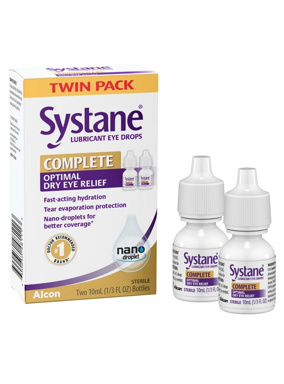 SYSTANE COMPLETE Twin Pack, Lubricant Eye Drops for Dry Eye Symptom Relief, 2 Total 10mL