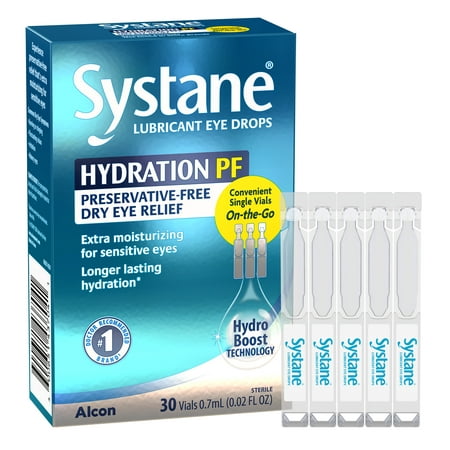 Systane Hydration Preservative Free Liquid Drops for Dry Eye Relief and Daily Use, 30 Vials