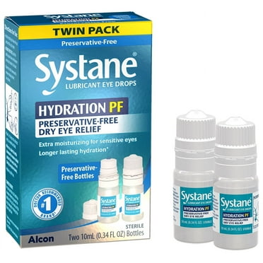 Systane Hydration Preservative Free Eye Drops for Dry Eyes and Daily Use, Twin Pack