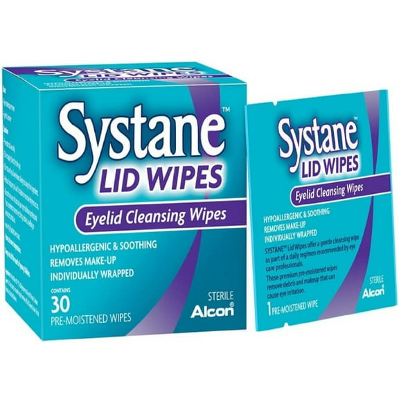 Systane Lid Wipes Eyelid Cleansing Wipes Removes Makeup 30 ct