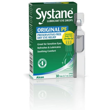 Systane Lubricant Eye Drops for Dry Eye Symptoms, 30 Preservative-free Vials