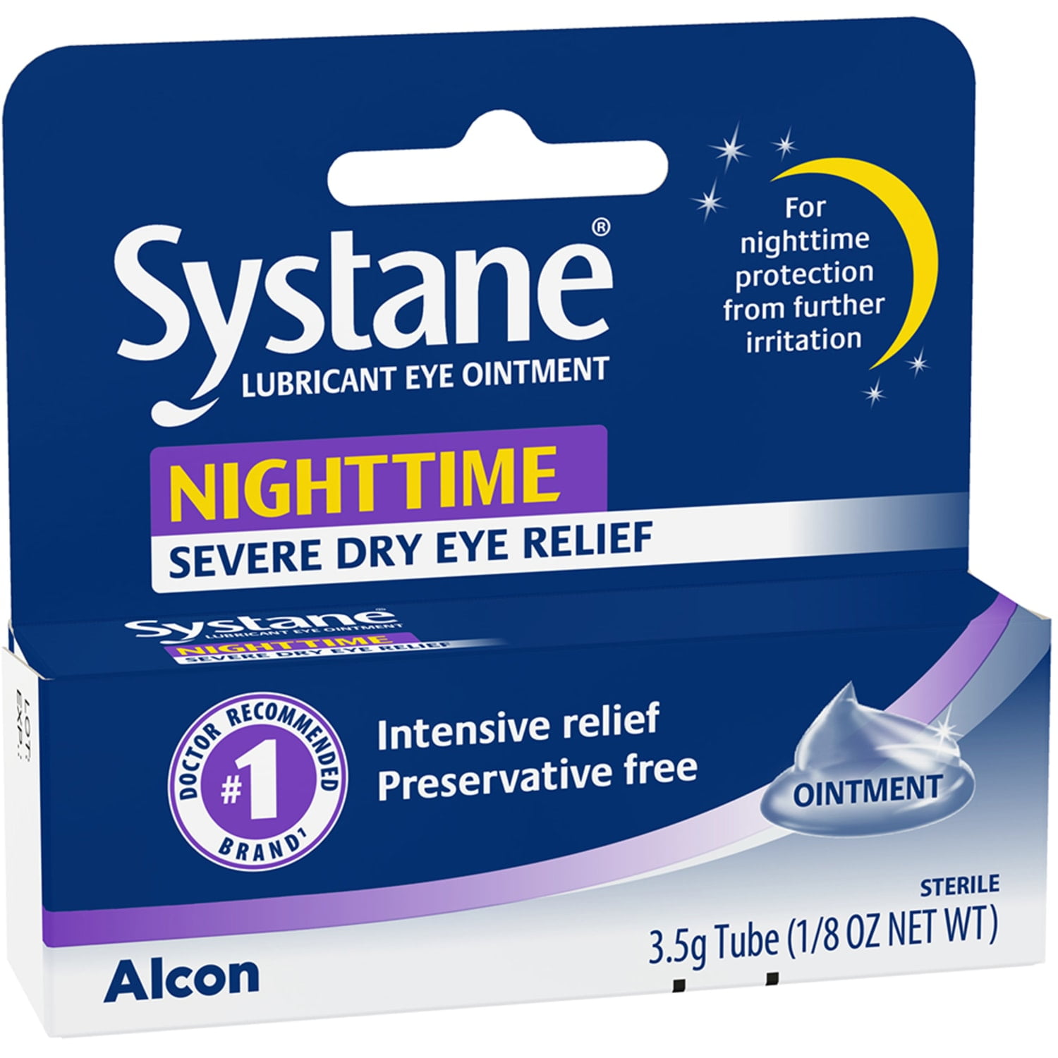 Systane Nighttime Lubricant Eye Ointment for Dry Eye Relief, 3.5g Tube for Adults