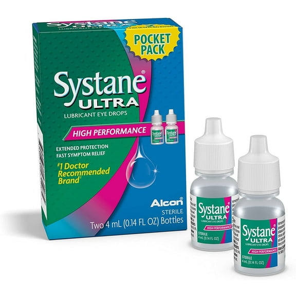 Systane Ultra Eye Drops Lubricant High Performance, Two 4ml bottles, 0.14 Fl. Oz