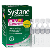 Systane Ultra Lubricant Single-Use Preservative-Free Eye Drop Vials for Dry Eyes for Daily Use, 60 Count