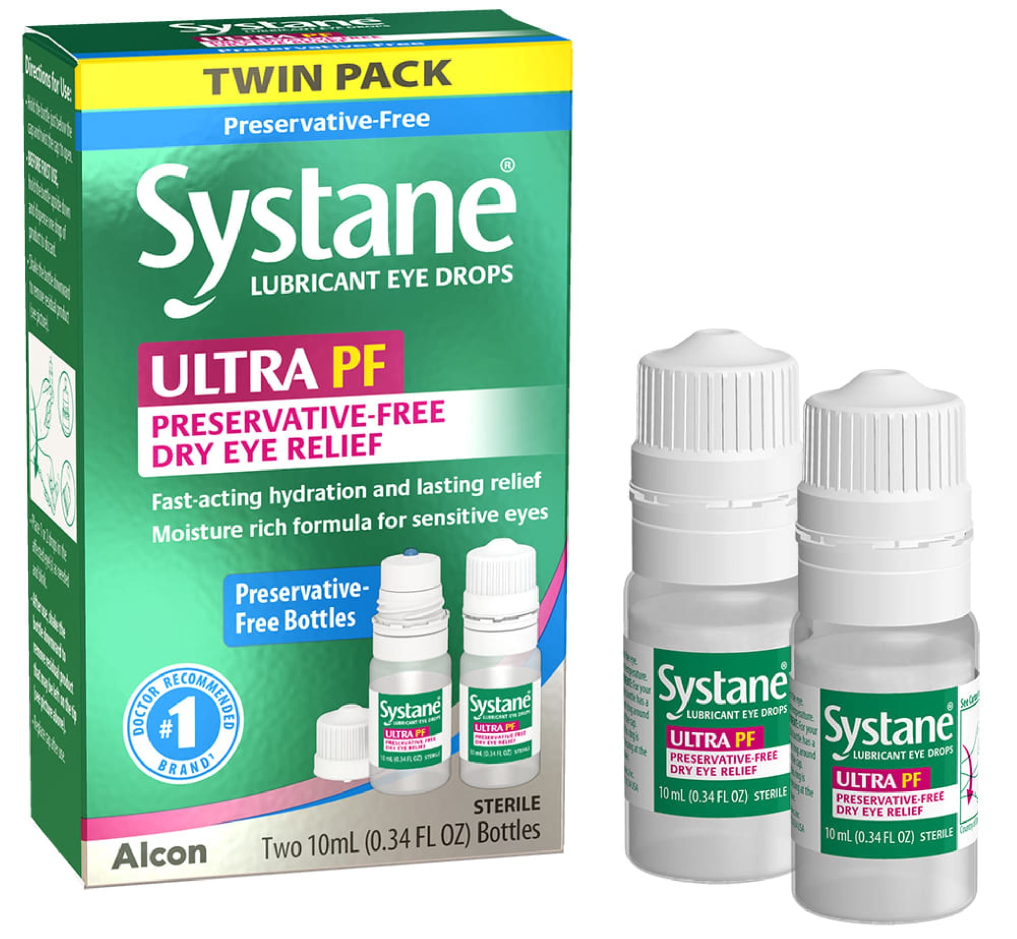 Systane Ultra Preservative Free Liquid Eye Drops for Dry Eye Relief and Daily Use, Twin Pack