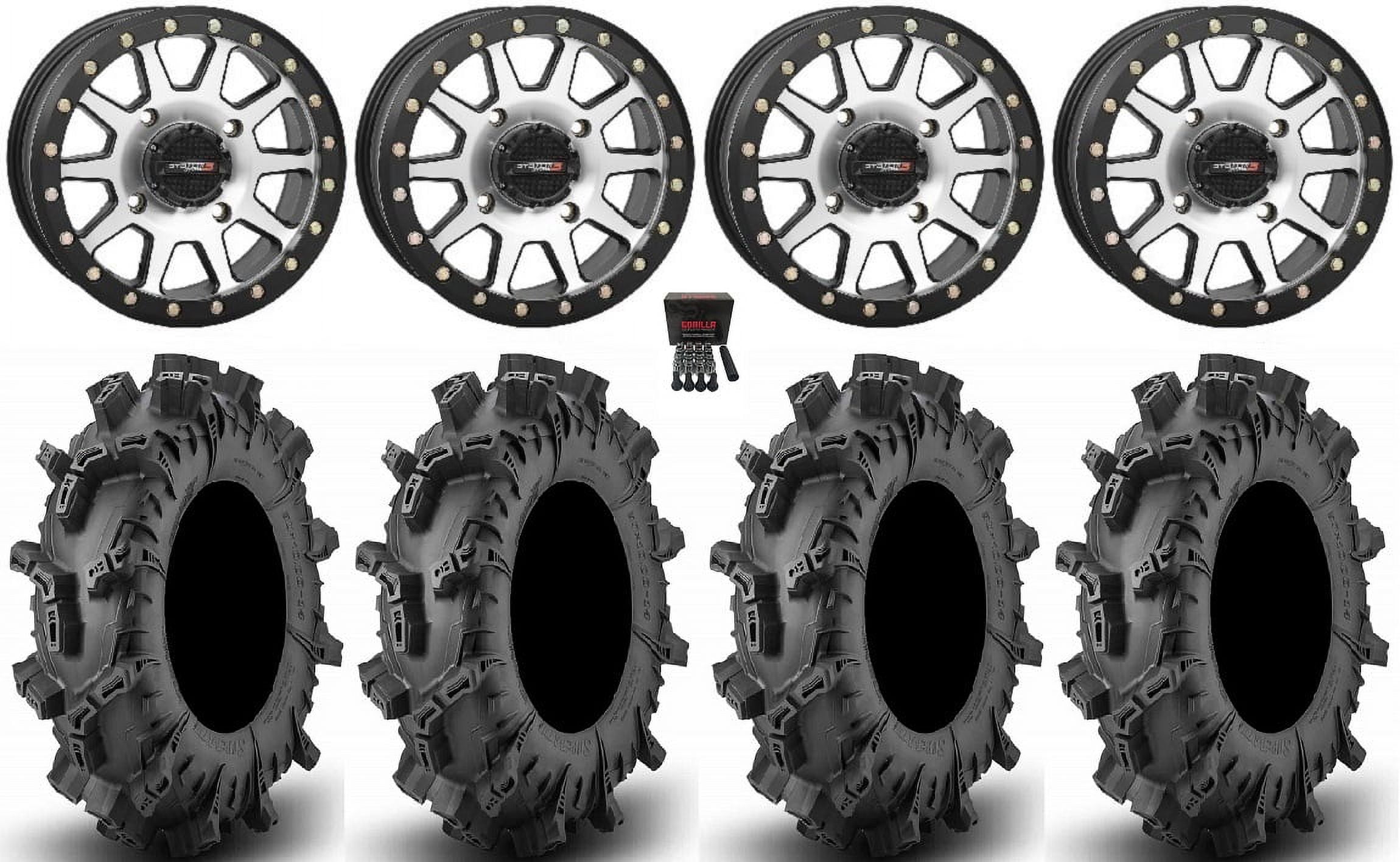 System 3 SB3 15" Wheels Machined 32" Terminator Max Tires Polaris RZR