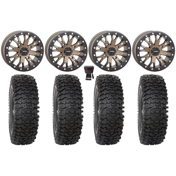 System 3 SB-4 14" Wheels Bronze (4+3) 30" RC500 Tires Kawasaki Mule Pro FXT