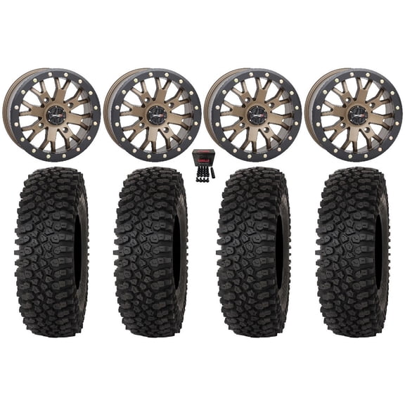 System 3 SB-4 14" Wheels Bronze (4+3) 30" Roctane ST Tires Polaris RZR XP 1000 / PRO XP / Ranger XP 900/1000