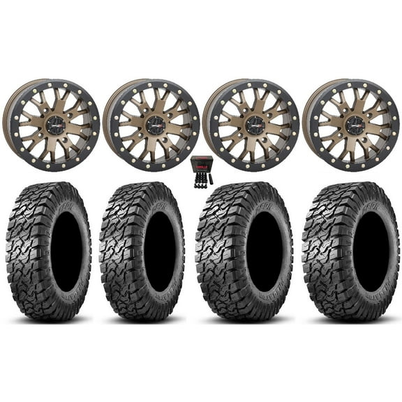 System 3 SB-4 14" Wheels Bronze (6+1/4+3) 27" Predator Tires Can-Am Defender