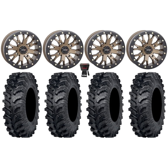 System 3 SB-4 14" Wheels Bronze (6+1/4+3) 30" MT911 Tires Can-Am Defender