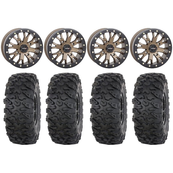 System 3 SB-4 14" Wheels Bronze (6+1/4+3) 30" Roctane T4 Tires Can-Am Defender