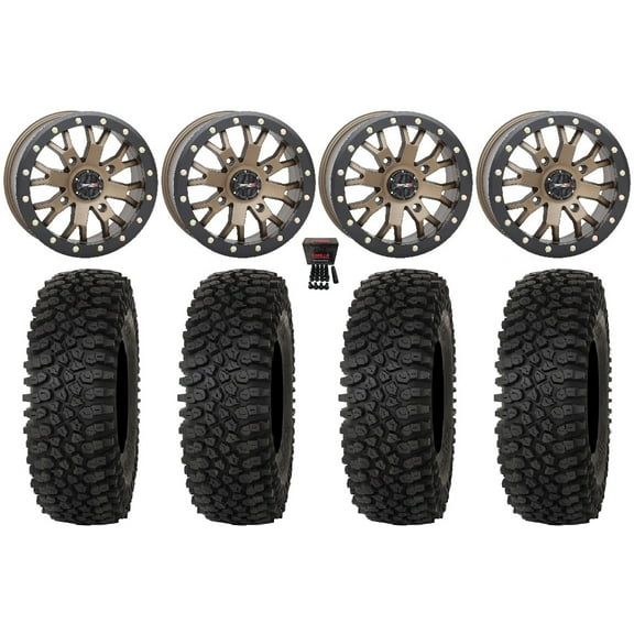 System 3 SB-4 14" Wheels Bronze (6+1/4+3) 32" Roctane ST Tires Can-Am Defender