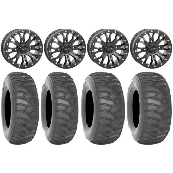 System 3 SB-4 15" Wheels Bk 33" SS360 Tires Can-Am Commander Maverick Renegade Outlander Defender