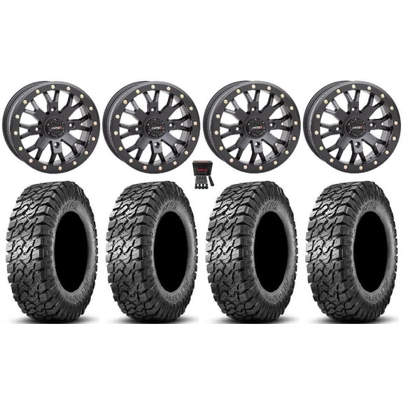 System 3 SB-4 15" Wheels Black (6+1/4+3) 30" Predator Tires Can-Am Defender