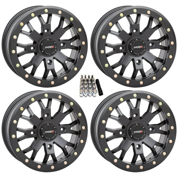 System 3 SB-4 Beadlock Black (6+1) UTV Wheels 15" Kawasaki Mule Pro FXT
