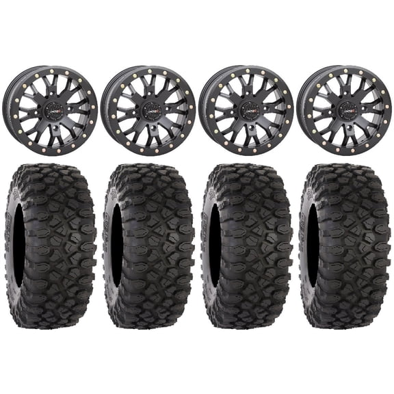 System 3 SB-4 Black (4+3) 14" Wheels 28" XC450 Tires Polaris RZR XP 1000 / PRO XP / Ranger XP 900/1000