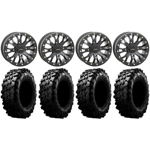 System 3 SB-4 Black (4+3) 14" Wheels 30" Carnivore Tires Polaris RZR XP 1000 / PRO XP / Ranger XP 900/1000