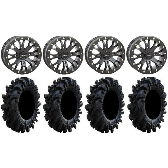 System 3 SB-4 Black (4+3) 14" Wheels 30" Intimidator Tires Polaris RZR XP 1000 / PRO XP / Ranger XP 900/1000