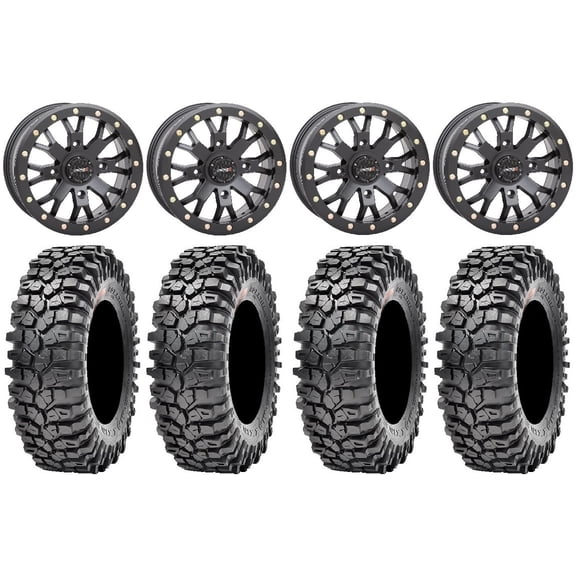 System 3 SB-4 Black (4+3) 15" Wheels 32" Roxxzilla 396 Tires Polaris RZR XP 1000 / PRO XP / Ranger XP 900/1000