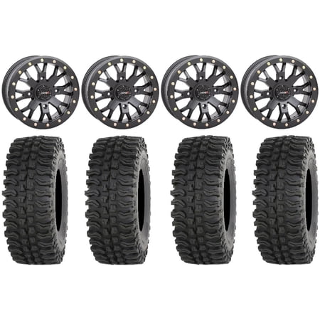 System 3 SB-4 Black (6+1) 14" Wheels 30" BDC Tires Kawasaki Mule Pro FXT