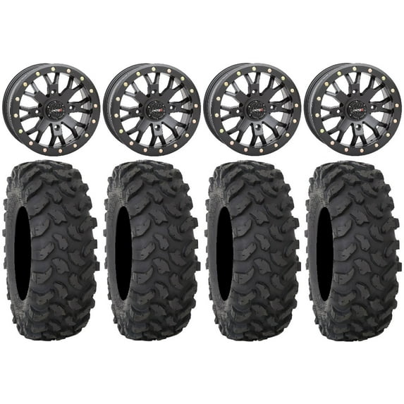 System 3 SB-4 Black (6+1/4+3) 15" Wheels 32" XTR370 Tires Honda Talon