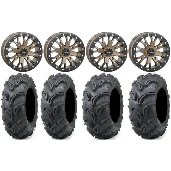 System 3 SB-4 Bronze (4+3) 14" Wheels 26" Zilla Tires Can-Am Commander Maverick Renegade Outlander Defender
