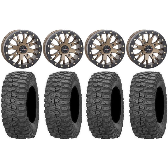 System 3 SB-4 Bronze (4+3) 14" Wheels 30" Rock-A-Billy Tires Polaris RZR XP 1000 / PRO XP / Ranger XP 900/1000