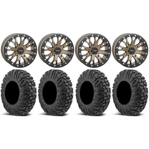 System 3 SB-4 Bronze (6+1) 14" Wheels 30" MotoVator Tires Polaris RZR XP 1000 / PRO XP / Ranger XP 900/1000