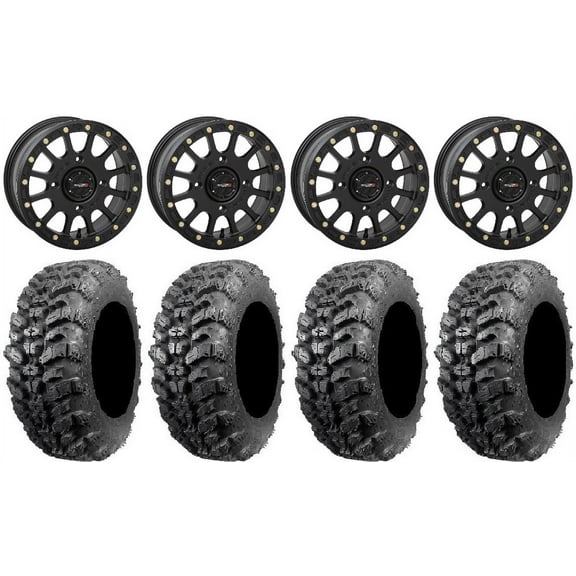 System 3 SB-5 14" Wheels Black 32" Sniper 920 Tires Can-Am Maverick X3 / Honda Pioneer 1000 / Talon