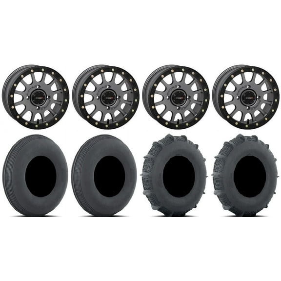 System 3 SB-5 15" Wheels Gunmetal 33" Sand Series SS Tires Can-Am Commander Maverick Renegade Outlander Defender