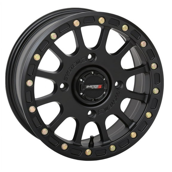 System 3 SB-5 Beadlock 15x10 Wide ATV/UTV Wheel - Matte Black (4/156) 5+5