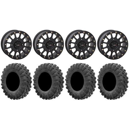 System 3 SB-5 Black 14" Wheels 32" MotoRavage Tires Sportsman RZR Ranger