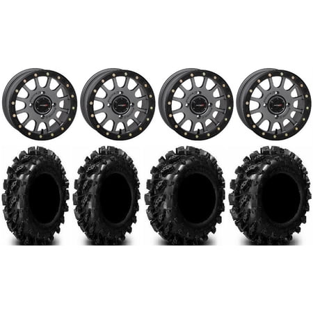 System 3 SB-5 Grey 14" Wheels 29.5" Swamp Lite Tires Kawasaki Mule Pro FXT