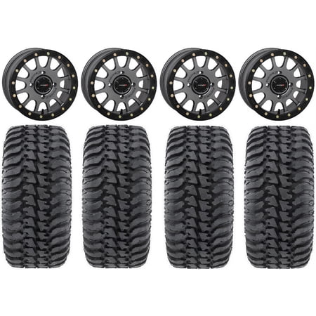 System 3 SB-5 Grey 14" Wheels 32" Regulator Tires Kawasaki Mule Pro FXT