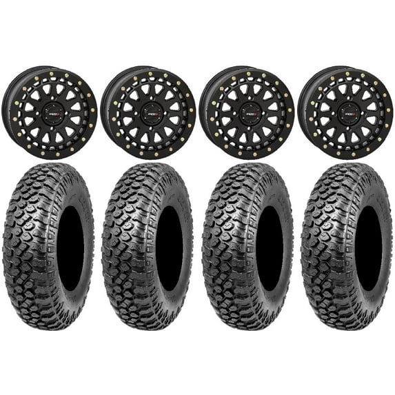 System 3 SB-6 15" Wheels Black (5+2) 33" RAZR XT Tires Kawasaki Mule Pro FXT
