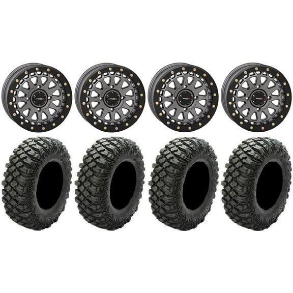 System 3 SB-6 15" Wheels Gm (6+1) 28" Crawler XG Tires Can-Am Commander Maverick Renegade Outlander Defender