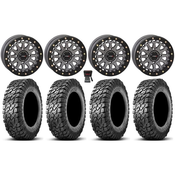 System 3 SB-6 15" Wheels Gunmetal (5+2) 34" Predator Tires Can-Am Maverick X3 / Honda Pioneer 1000 / Talon