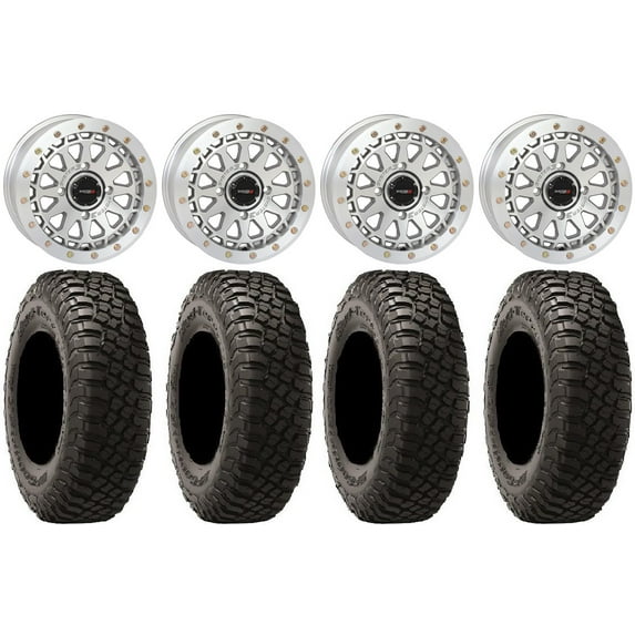 System 3 SB-6 15" Wheels Machined (6+1) 35" BFG KM3 Tires Kawasaki Mule Pro FXT