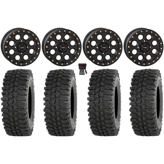System 3 SB-7 14" Wheels Black (4+3) 27" BDC Tires Kawasaki Mule Pro FXT