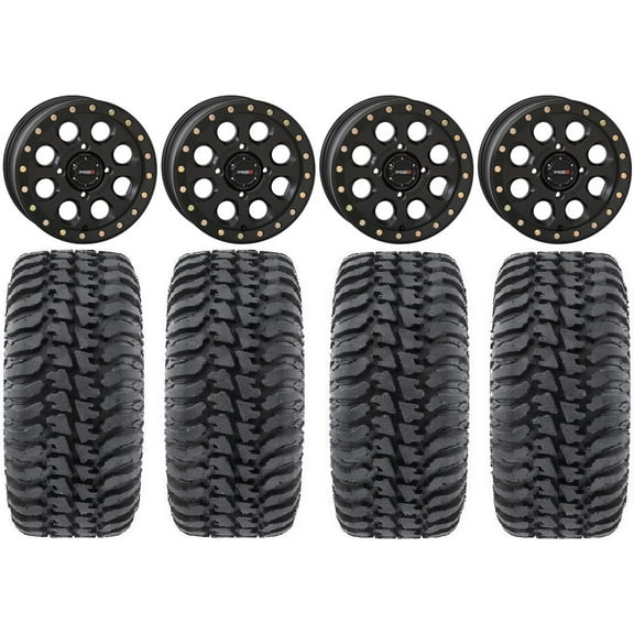 System 3 SB-7 14" Wheels Black (4+3) 28" Regulator Tires Sportsman 550 850 1000
