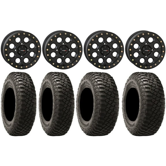 System 3 SB-7 14" Wheels Black (4+3) 30" BFG KM3 Tires Polaris RZR XP 1000 / PRO XP / Ranger XP 900/1000