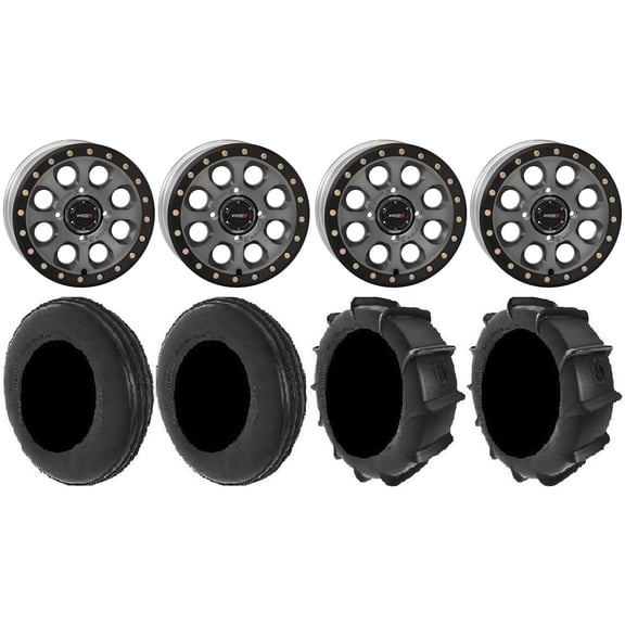 System 3 SB-7 14" Wheels Titanium (4+3) 28" Dune Tires Polaris RZR XP 1000 / PRO XP / Ranger XP 900/1000