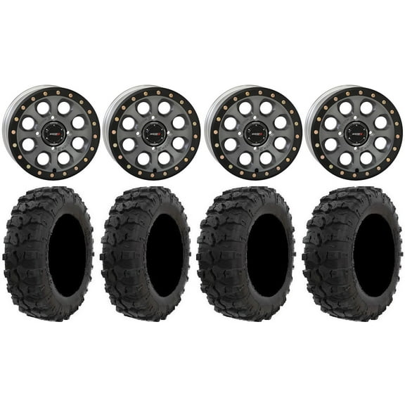 System 3 SB-7 14" Wheels Titanium (4+3) 29" Dual Threat Tires Polaris RZR XP 1000 / PRO XP / Ranger XP 900/1000
