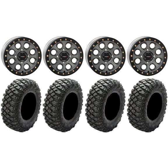 System 3 SB-7 15" Wheels Titanium (4+3) 33" Crawler XR Tires Can-Am Maverick X3 / Honda Pioneer 1000 / Talon